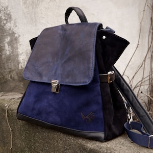 oh Louise!! Satchel/ Backpack dark blue leathers