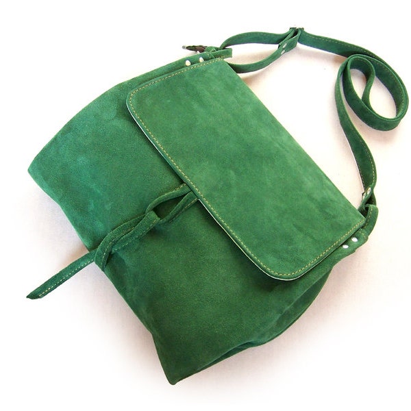 BARONESSA  green suede leather bag
