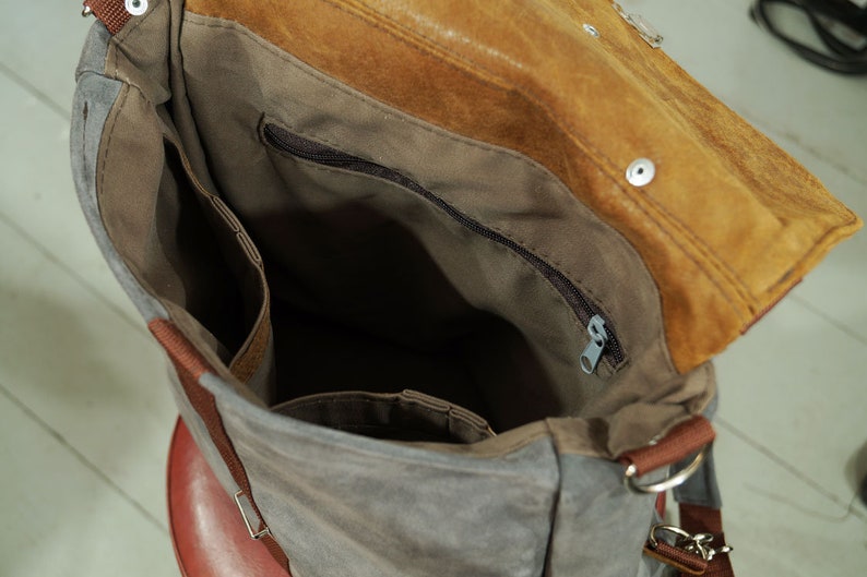 Satchel Backpack gray-brown