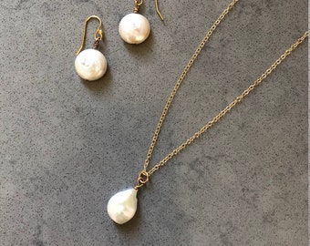 The Louise Pearl Necklace on Gold Snake Chain