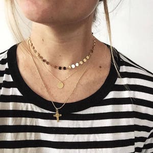 Disk Necklace - 14 inch chain - gold filled