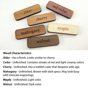 Personalized Wood Buttons 1 inch 25 mm, Custom Engraved Flat Buttons, Wood Tags image 4