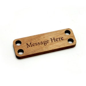 25 Personalized Wood Rectangle Tags, 1.5 x .5 Inch Custom Engraved Label