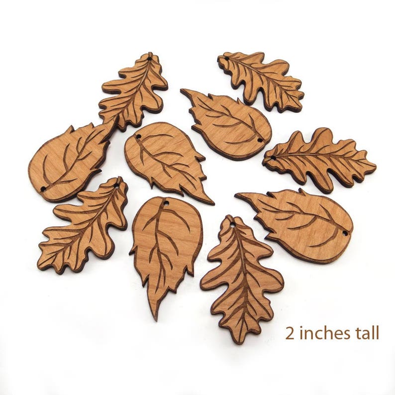 2 Inch Engraved Wood Leaf Supplies image 1