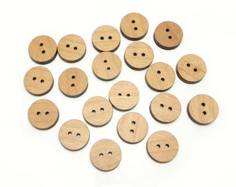 Boutons ronds en bois uni 0,75 pouce, 2 trous, 19mm, boutons plats blancs