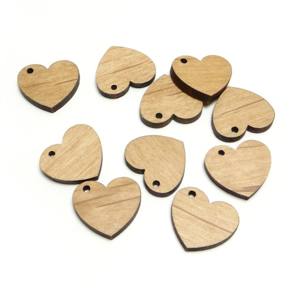 Wooden Heart Charms, Blank Wood Heart Tags