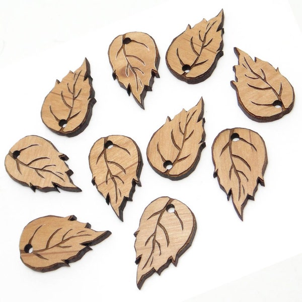 Engraved Birch Leaf Wood Tags, Birch Leaves Charms, Wood Cutout, Fall Decor