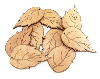 3" Birch Wood Leaves (Pkg of 10), Birch Tags, Birch Shaped Leaf