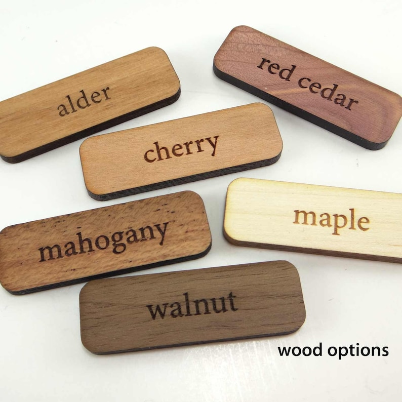 Personalized Wood Buttons 1 inch 25 mm, Custom Engraved Flat Buttons, Wood Tags image 3