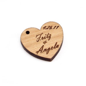 Personalized, Engraved Wood Hearts, Tags, Charms, Labels