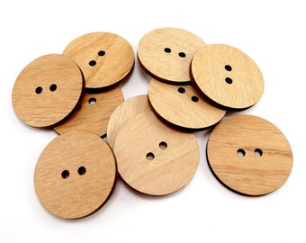 Plain Wood Flat Buttons 1.5 inch, 2 Hole Buttons