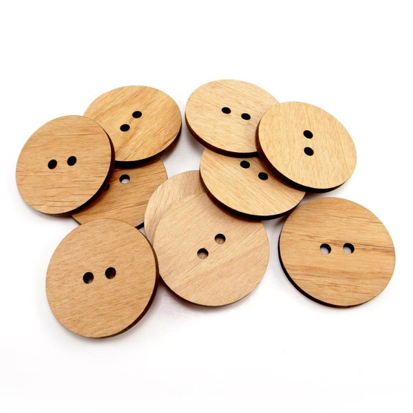 Plain Wood Flat Buttons 1.5 inch, 2 Hole Buttons