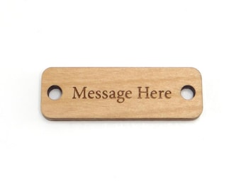 1.5 x .5 inch Personalized Wood Rectangle Tags with 2 holes, Custom Engraved Label, Business Tag