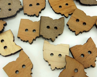 Ohio Buttons, Ohio Wood Shaped Tags