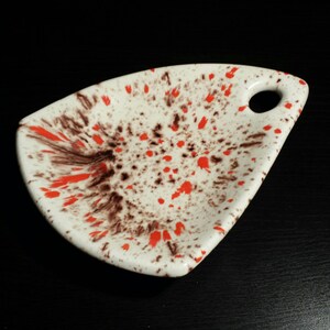 Vintage Art Deco Pottery Tray/Dish. Red, brown and white colors.