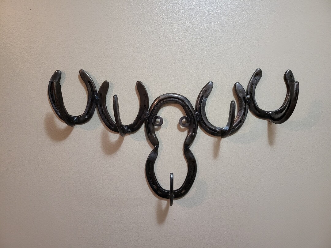 Moose Coat Rack, Horseshoe Coat Rack, Western Decor, Horseshoe Moose, Rustic Coat Rack, Wall