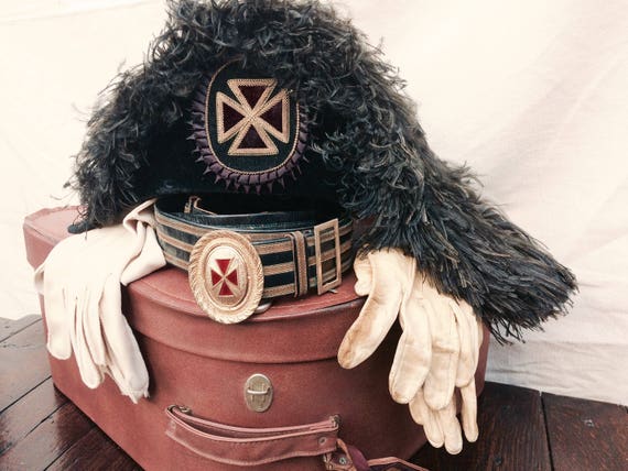 Freemason Ceremonial Uniform Hat, Gloves, Belt, &