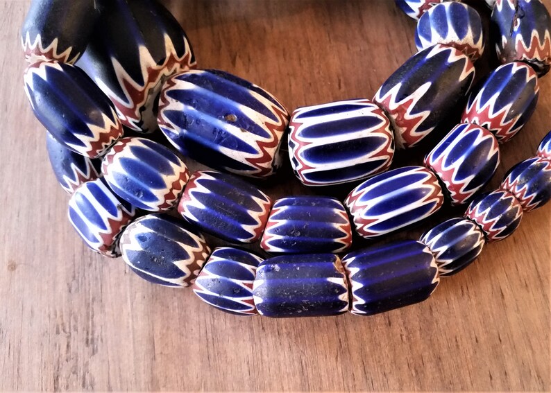 Chevron Beads Antique Collectible Beads Large Six Etsy