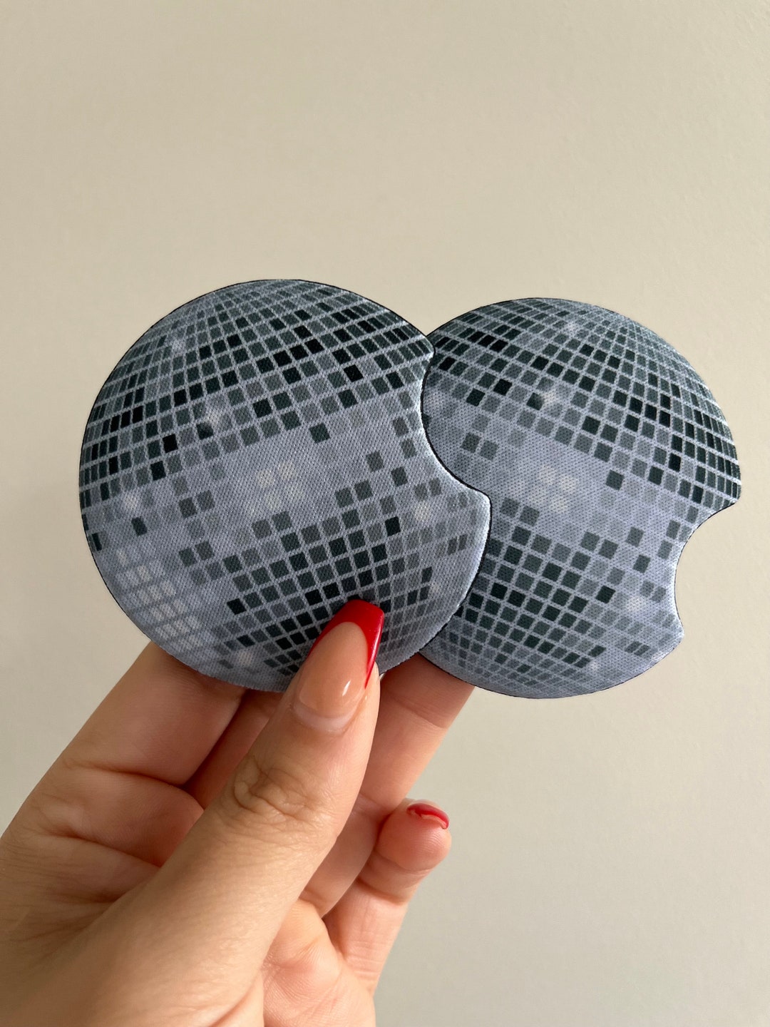 Disco Ball Car Coasters Set of 2 Car Decor Accessories Drinkware Cute