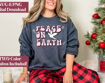 Paz en la Tierra, Feliz Navidad SVG PNG, Descarga digital navideña