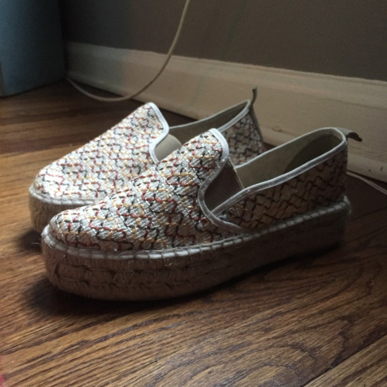 La Manual Alpargatera Platform Espadrilles Made in Barcelona, Spain. Hand woven earth tones. Never worn. sz EU 37, fit like US 6 image 1