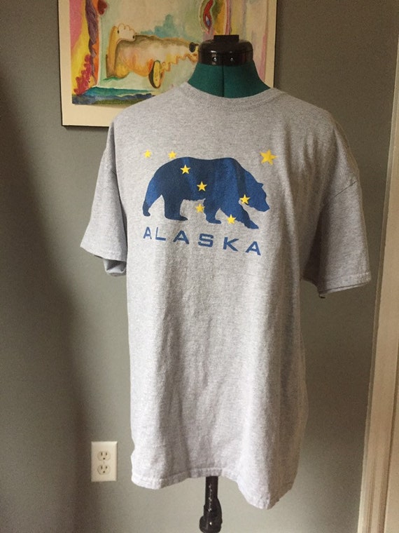 Vintage Grey Alaska Flag Bear and Stars Souvenir … - image 1