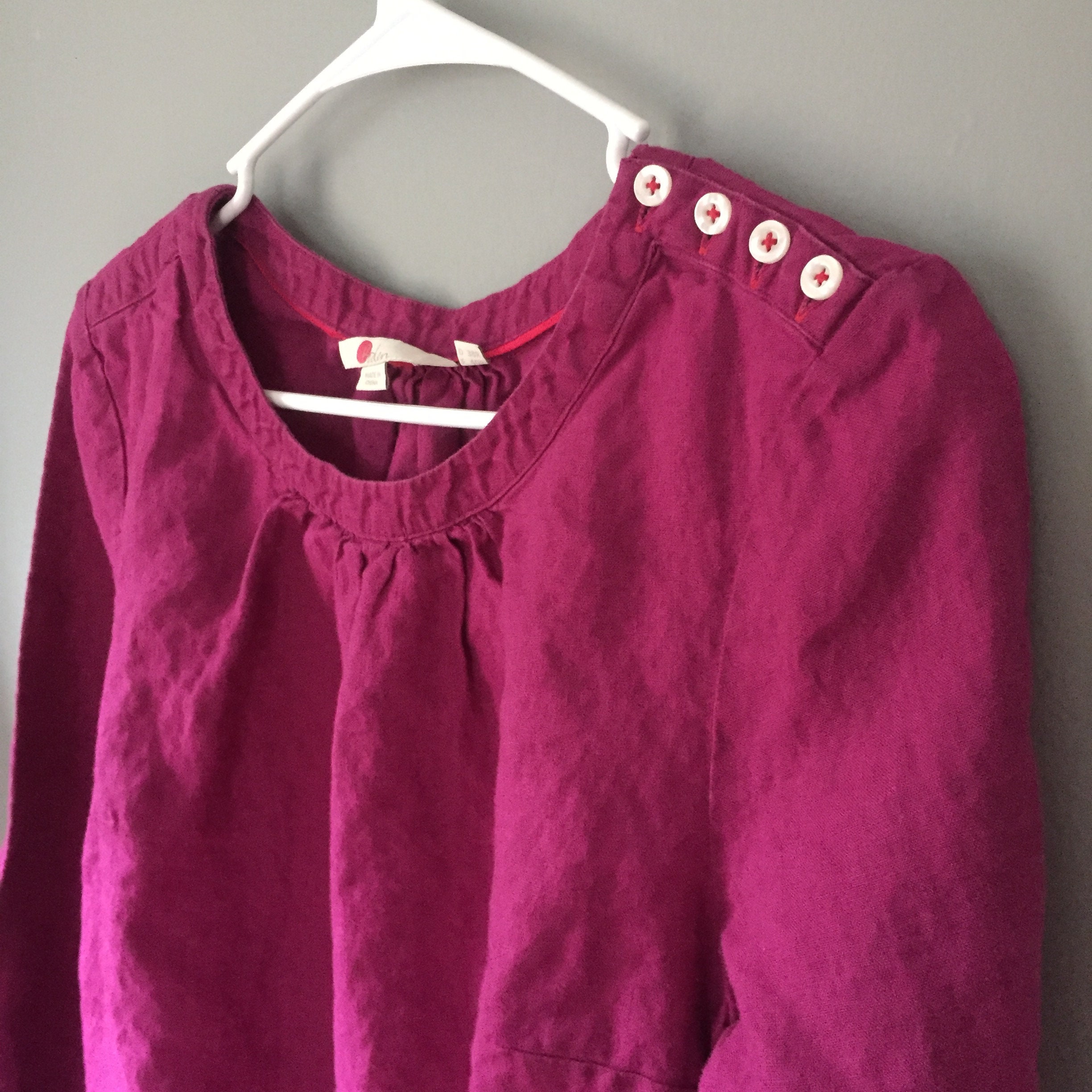 Boden 100% Linen Magenta Market Dress Button Details Size 8 - Etsy