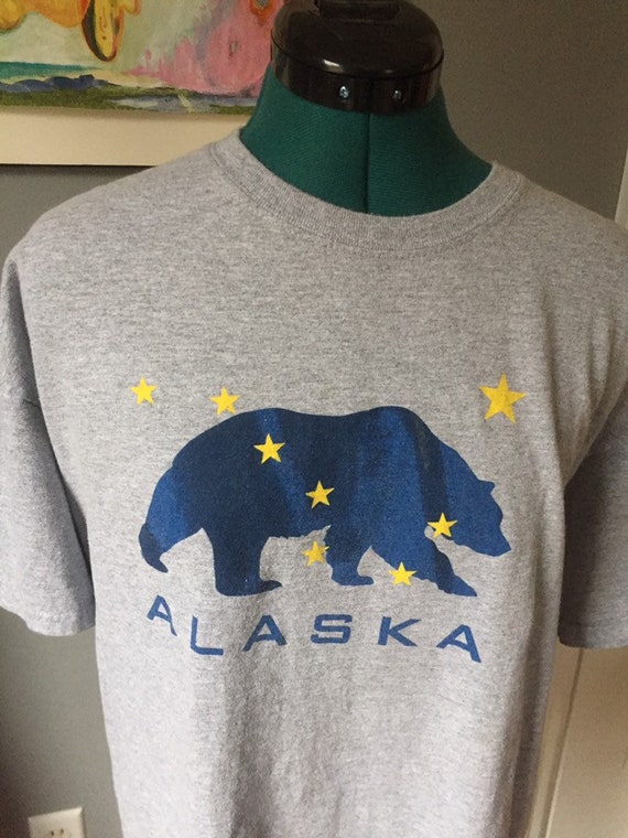 Vintage Grey Alaska Flag Bear and Stars Souvenir … - image 2