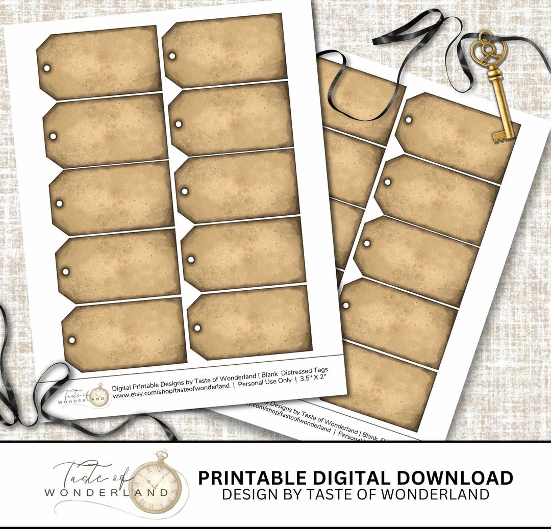 Digital Printable Tags | Blank Distressed Apothecary Labels | Scrapbook ...