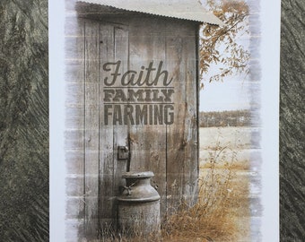 Farm Note Cards -  Boxed Set of Blank Note Cards; Boxed Note Card Set Farm Scene; Faith Family Farming Note Cards; Vintage Cream Can Cards