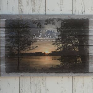 Custom Lake House Canvas Print: Personalized Family Name Sign