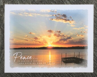 Peace Note Cards Boxed Set of Blank Note Cards; Peace is Seeing a Sunset and Knowing Who to Thank; Inspirational Note Cards; Boxed Notecards