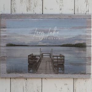 Personalized Lake House Canvas Print: Custom Lake Name Sign