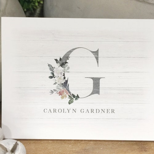 Monogram Note Cards With Your Name Boxed Set of Blank Note Etsy