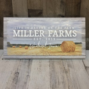 Personalized Farm Name Sign Family Farm Custom Canvas Print with Established Date and Location image 1