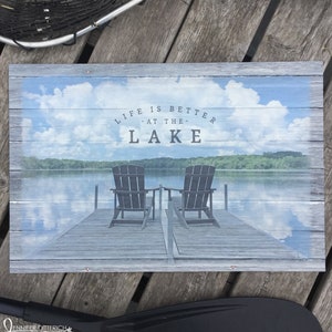 Life is Better at the Lake Outdoor Sign - Weatherproof Lake House Decor Porch, Patio or Boat House