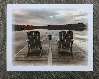 Lake Scene Note Cards: Adirondack Chairs and Wine, Boxed Set