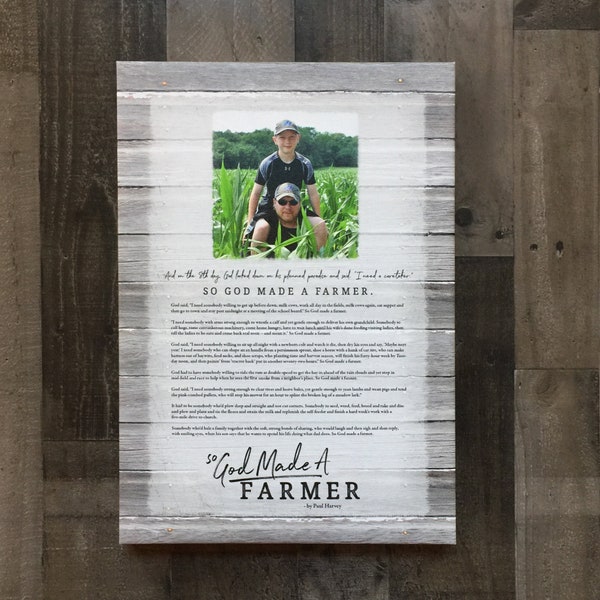 Farmer Gift; So God Made a Farmer Print with Custom Photo; Personalized Christmas Gift Idea for Farmer; Gift for Grandfather; Gift for Dad