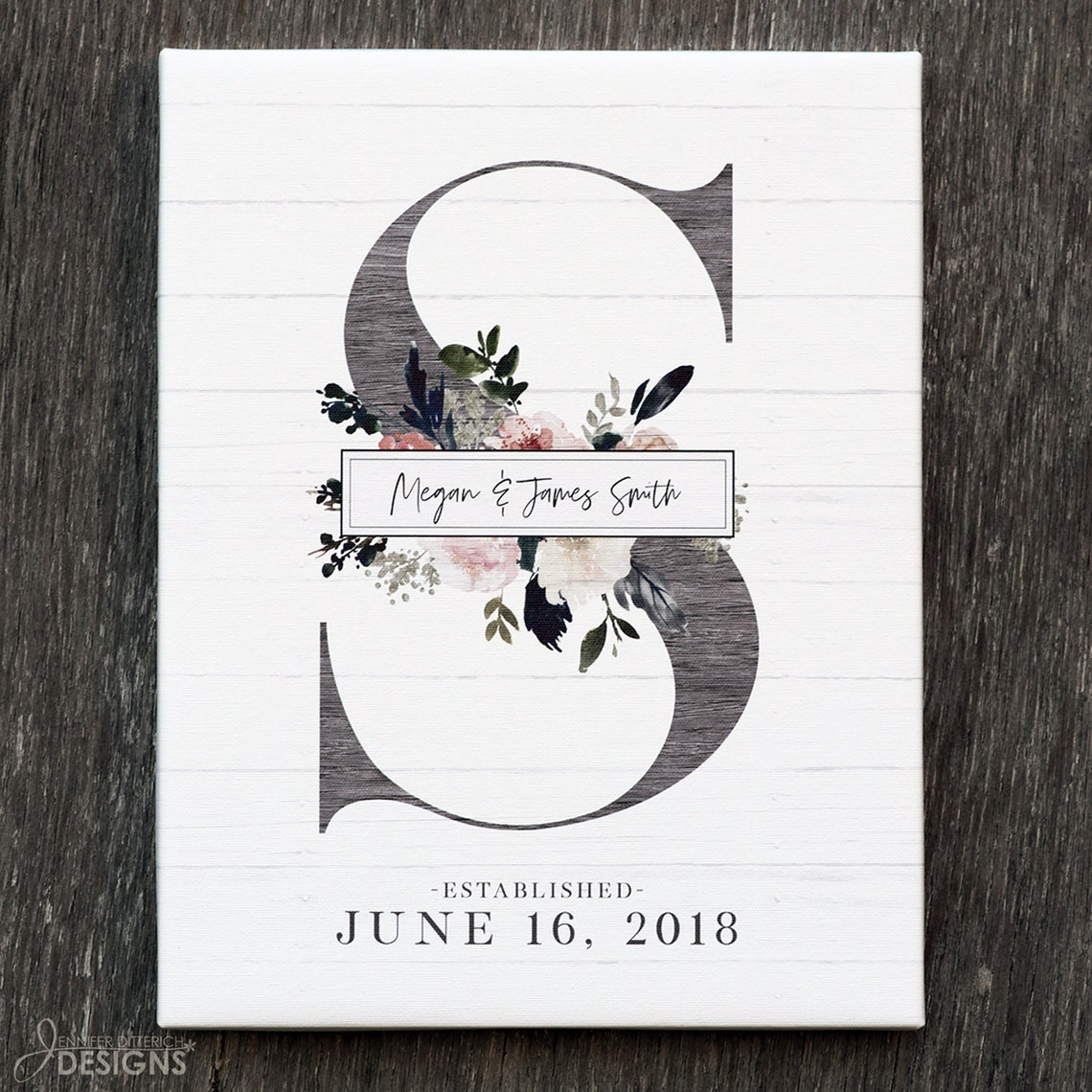 Wedding Monogram Sign with Names and Wedding Date image 1