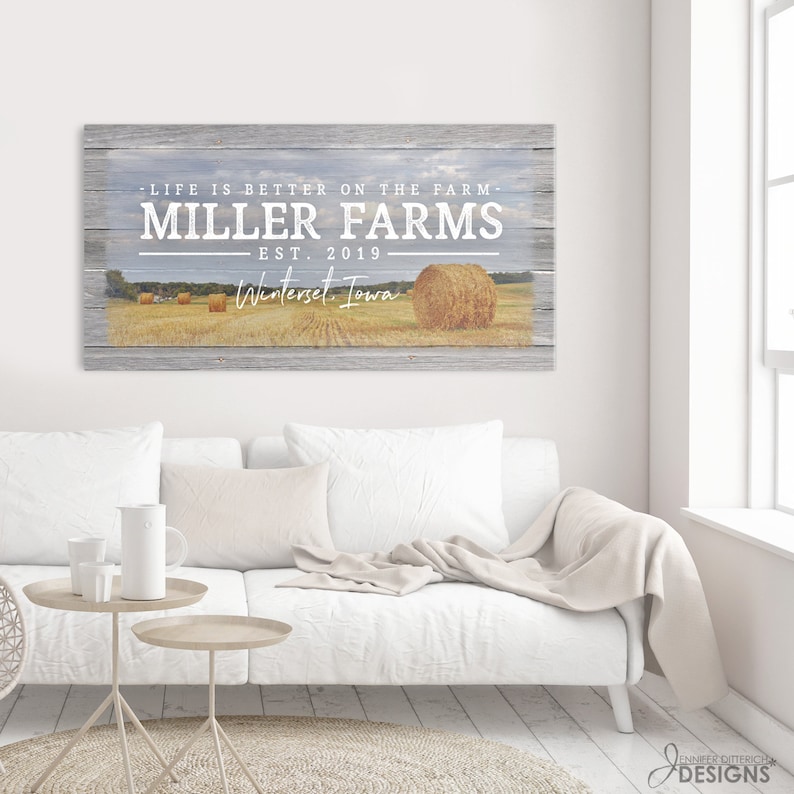Personalized Farm Name Sign Family Farm Custom Canvas Print with Established Date and Location image 9