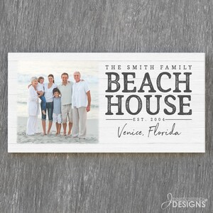 Custom Beach House Canvas Print: Personalized Family Photo Sign