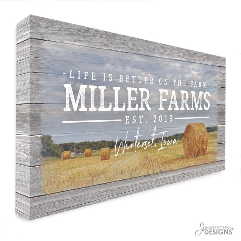 Personalized Farm Name Sign Family Farm Custom Canvas Print with Established Date and Location image 10