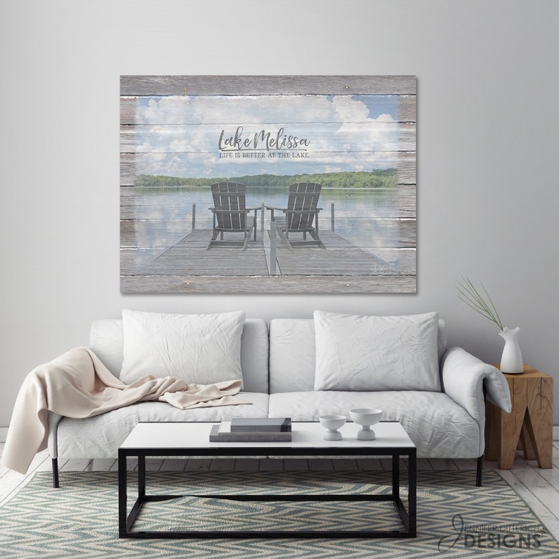 Personalized Lake House Decor Custom Lake Name Canvas Wall Etsy