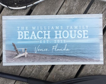 Outdoor Beach House Sign - Personalized with Family Name, Established Date and Location - Perfect for Outdoor Decorating