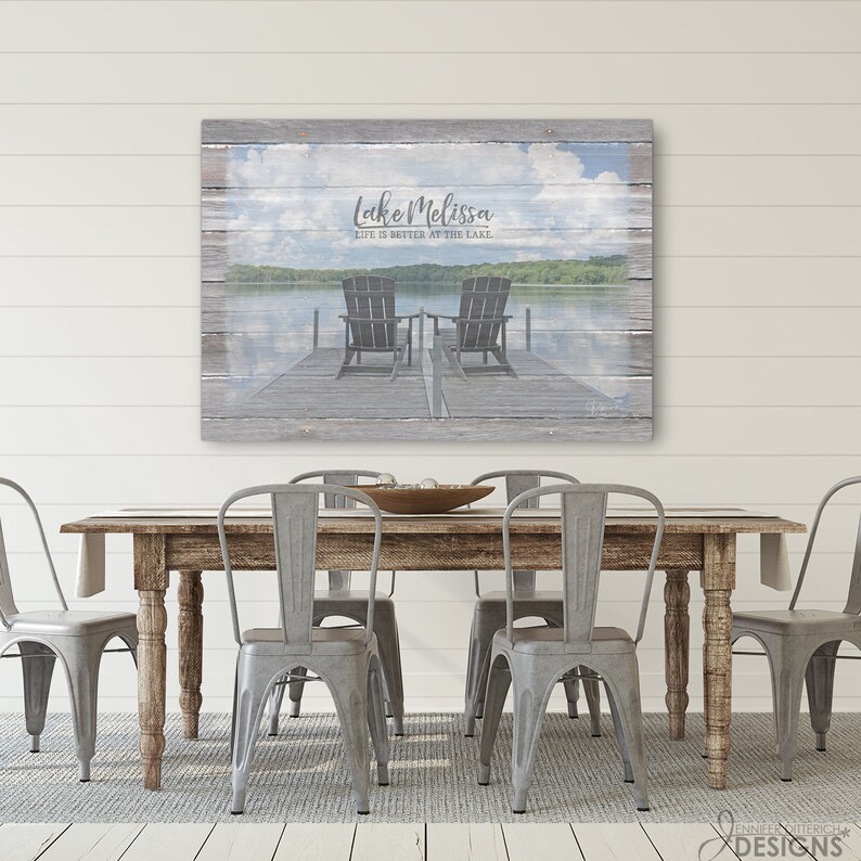 Personalized Lake House Decor Custom Lake Name Canvas Wall Etsy