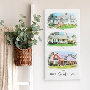 Multiple House Watercolor Portrait – Custom Family Home Canvas Print - Etsy