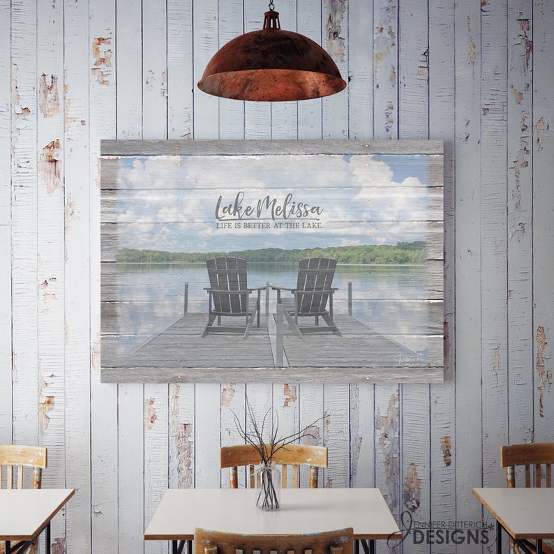 Personalized Lake House Decor Custom Lake Name Canvas Wall Etsy