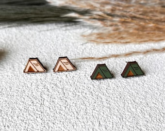 Hypoallergenic Tent Stud Earrings - Camping Gift - Outdoor Themed Earrings - Hiking Gift for Her - Nature Earrings