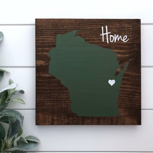 Wisconsin Home Sign Wisconsin wall decor Moving gift Wisconsin gift State home sign Gift for College Student Rustic Wisconsin image 5