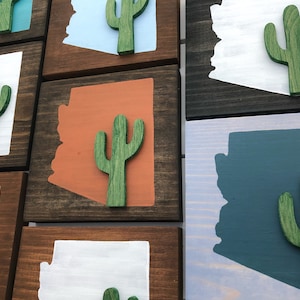 Arizona Sign | Arizona Decor | Cactus Decor | Arizona Gift | Arizona Cactus Sign | Saguaro Art | Cactus Art | State Wood Sign